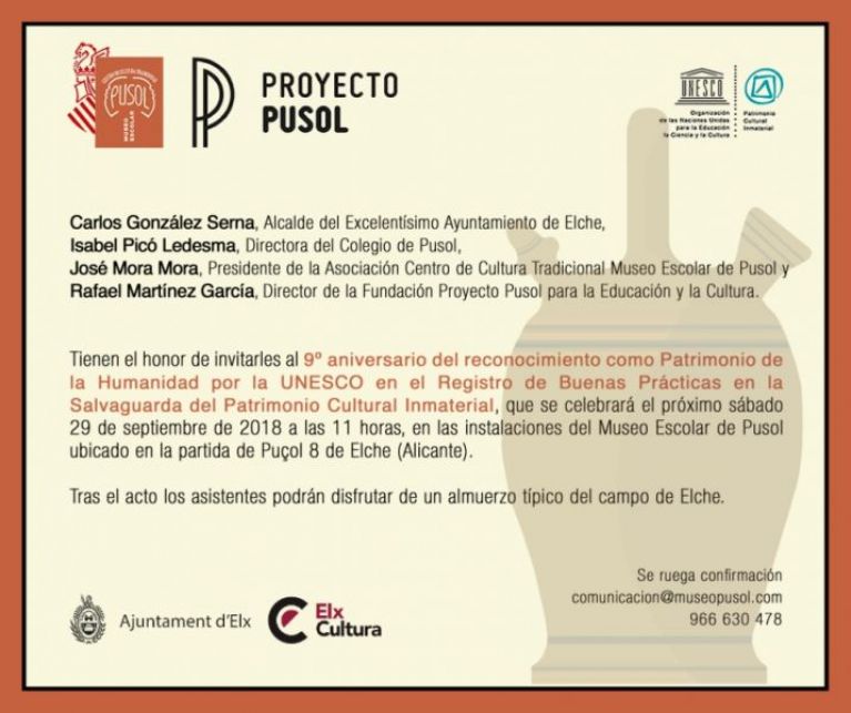 9º aniversari del reconeixement com a Patrimoni de la Humanitat per la UNESCO al projecte educatiu-museístic del Museu Escolar de Pusol
